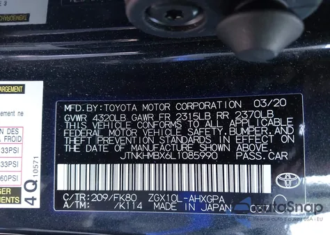 2020 Toyota C-Hr Xle from USA, damaged, VIN JTNKHMBX6L1085990